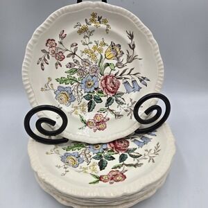 6 Vtg Copeland Spode Romney Pattern Teacup Plates 6" 40s Grandmacore‎ Country